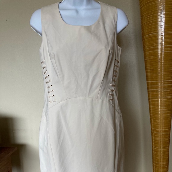 LAFAYETTE 148 NY 2 CREAM DRESS COTTON ELASTANE